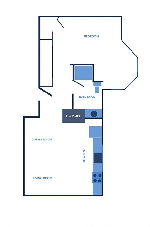 Floor plan for 1 bed, 1 bath, 699 sqft